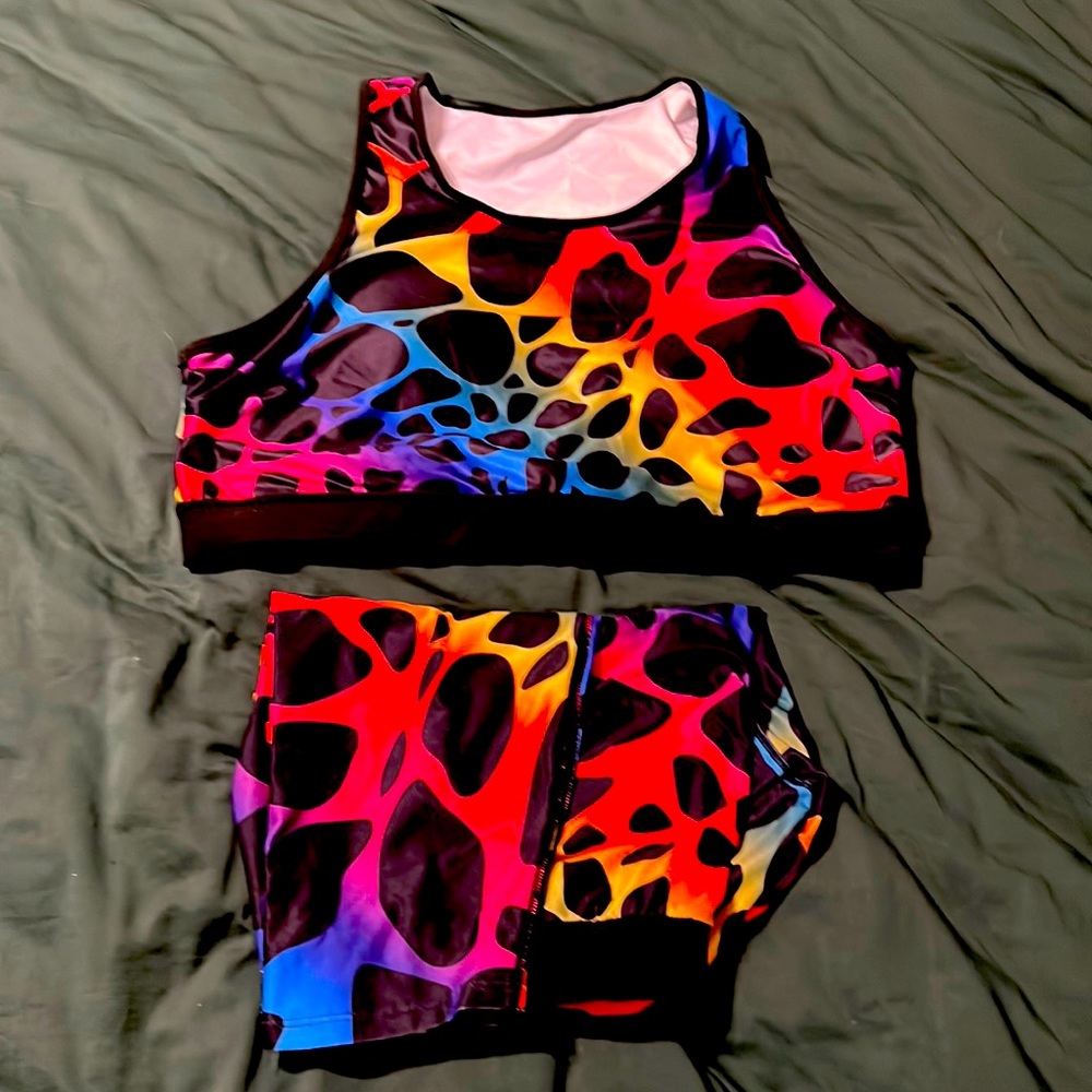 Super cute rainbow leopard print SHEIN CURVE SIZE 3XL Workout set